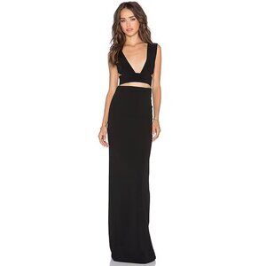 Solace London Womens 8 Larina Maxi Dress Black Plunge Cutout Open Back